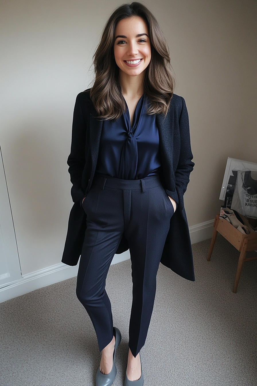 14. Sleek Monochrome in Midnight Tones (London Outfit Ideas) - London Outfit Ideas