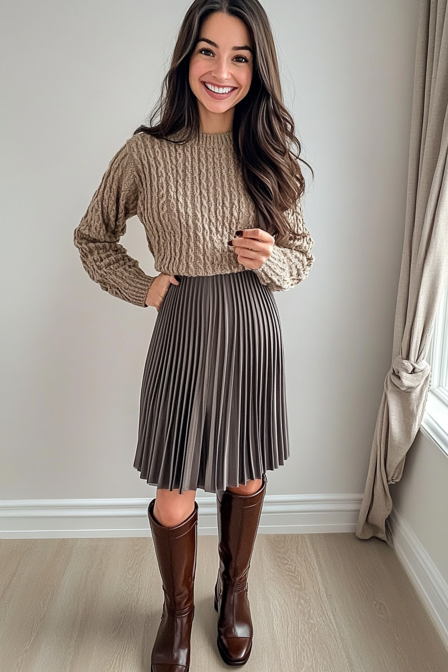 15. Structured Knit & Pleated Skirt (London Outfit Ideas) - London Outfit Ideas