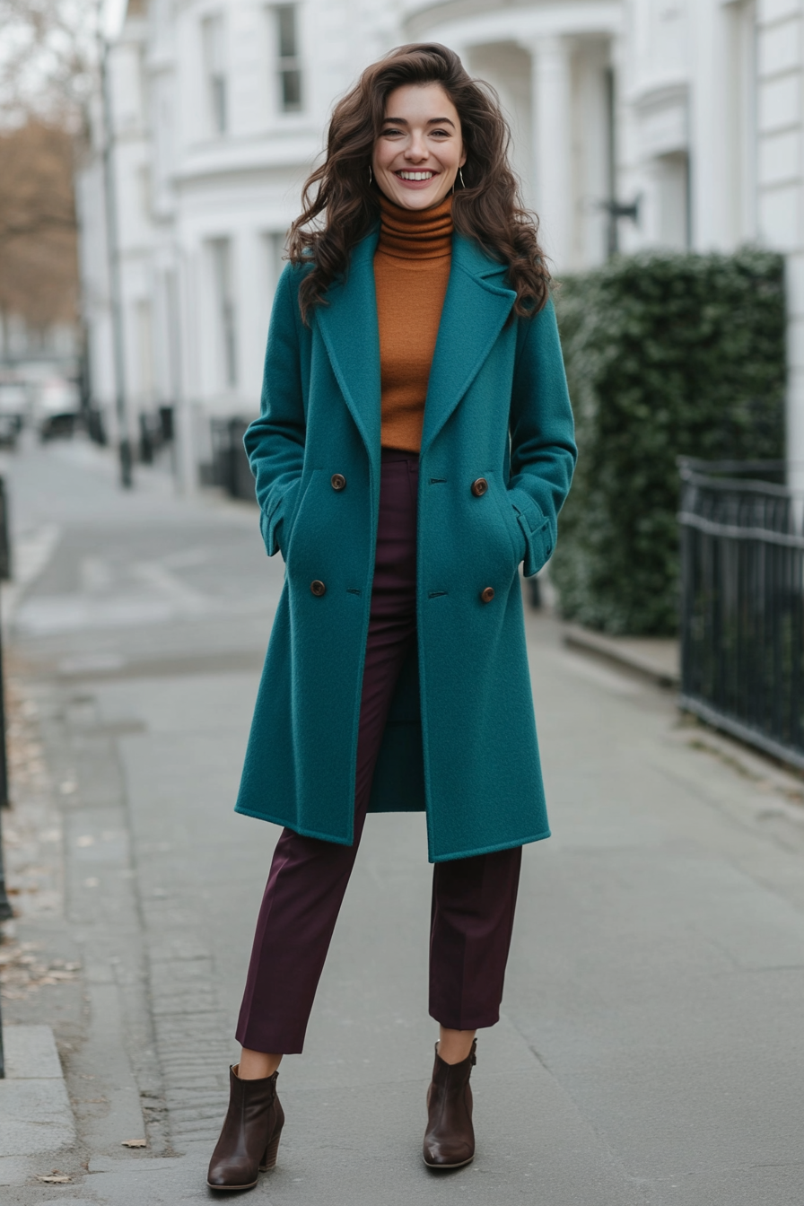 16. Bold Color-Blocking with a Statement Coat (London Outfit Ideas) - London Outfit Ideas